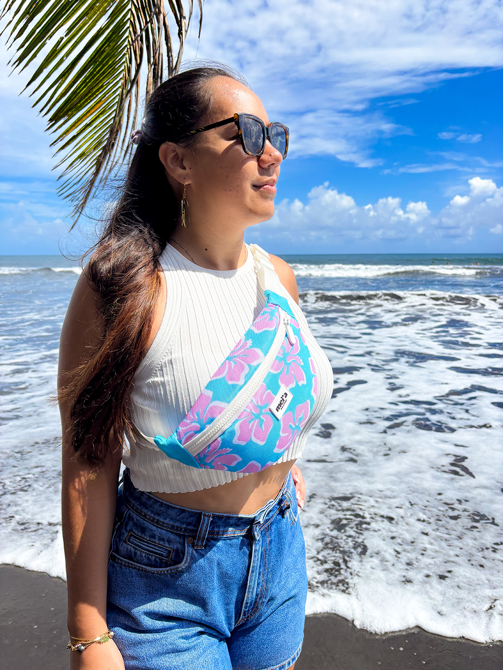 Sac Banane Hibiscus - Rose et bleu